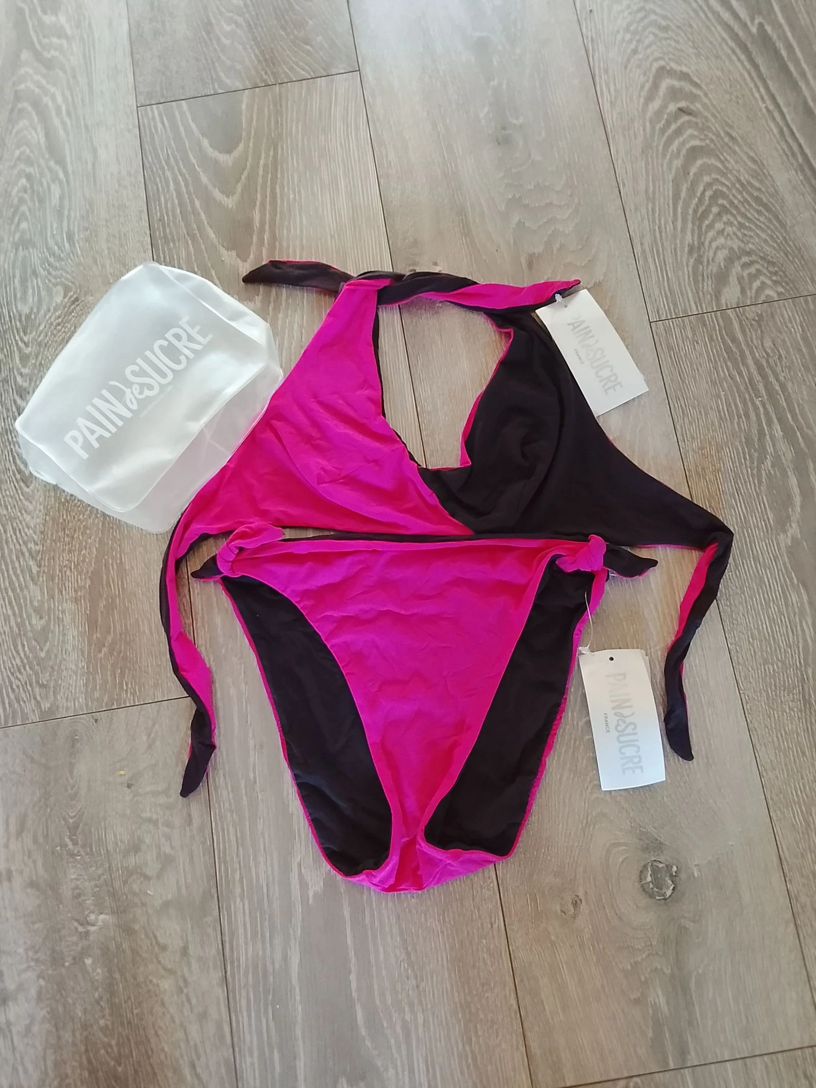 🏖️ Idéal pour cet été Pain de Sucre Taille 3 soit 40 maillot de bain réversible deux pièces fushia et marron Neuf avec étiquette 🏖️